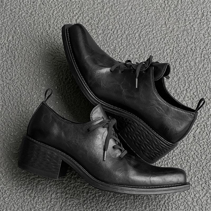2025New Genuine Leather Casual Derby Shoes Men British Style Comfy Platform Lace-up Business Shoe Handmade Designer Tooling Shoe