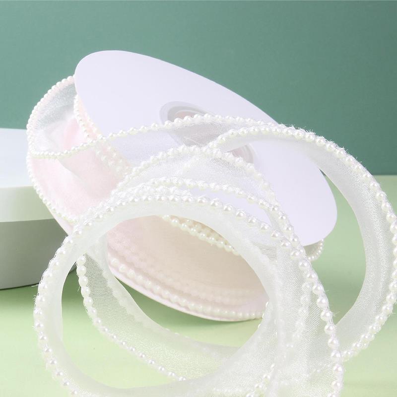 

4см*4,5м Лента с жемчужным краем Органза Газ Рыбий хвост Пряжа DIY Упаковка для подарков Свадебный букет Рождественские товары для вечеринок Декор 4cm X 4.5m