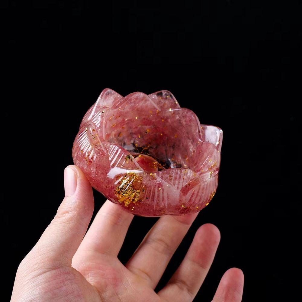 DIY Craft Crystals Lotus Flower Base Lotus Shape Crystal Lotus Bowl Crystal Ornament  Office Decor