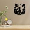 Metal Wall Art Ocean Sailboat Tropical Plants Black Design Gift for Valentine Wedding Home Decor