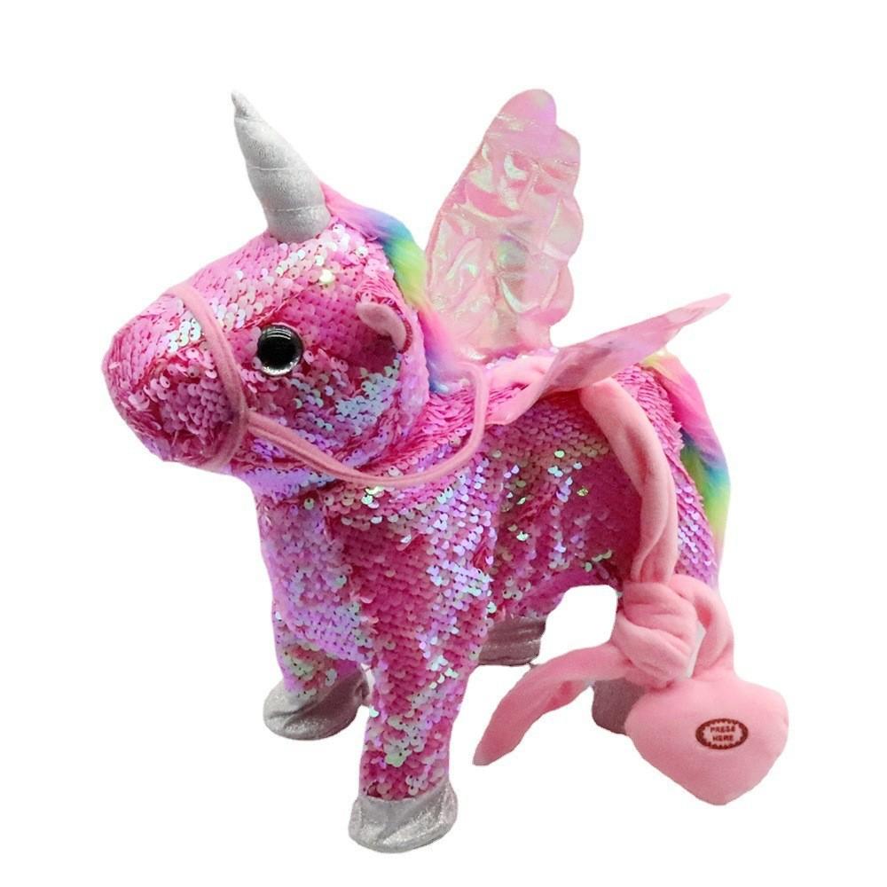 35cm Electric Walking Unicorn Plush Funny Toy Talking Toy Unicorn Singing Music Stuffed Toy for Children Kids Gift