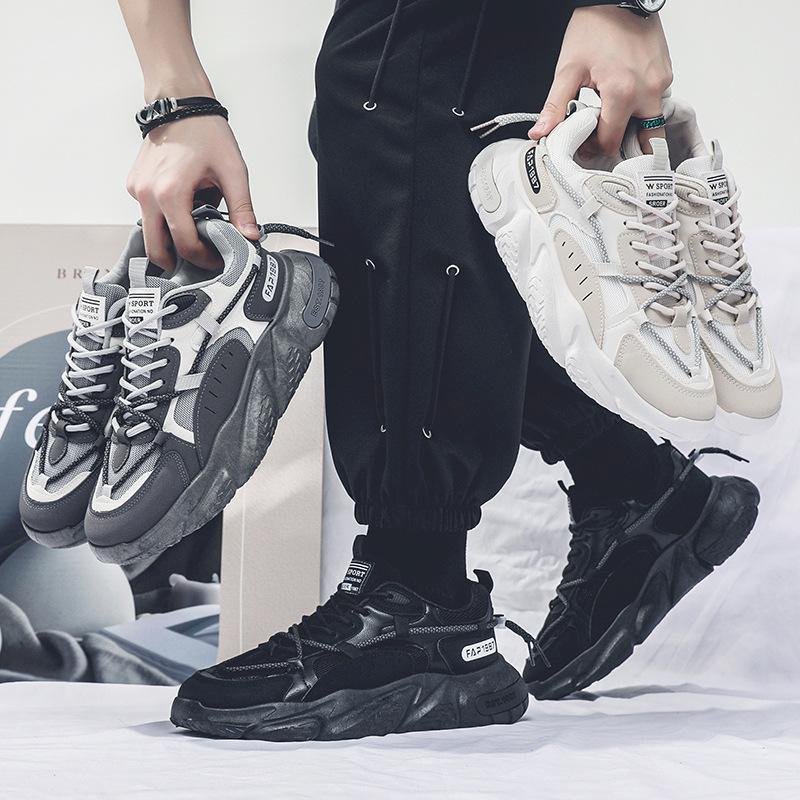 Scarpe autunnali da uomo nuove scarpe in rete traspirante da uomo tendenza versatile aumento altezza interna sport tempo libero corsa papà scarpe alla moda
