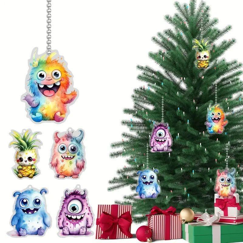 Cute Stylish Acrylic Monster Hanging Keychain For Multifunctional Indoor Decoration And Memorable Holiday Gift Accessory