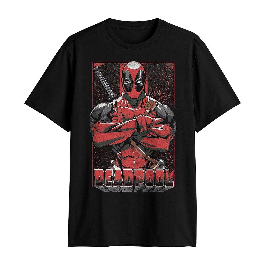 Deadpool Unisexs Tshirt Arms Crossed Splatter Box Image