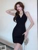 Trendy Off-Shoulder Sleeveless Halter Dress - Backless, Hip-Hugging Style for Summer