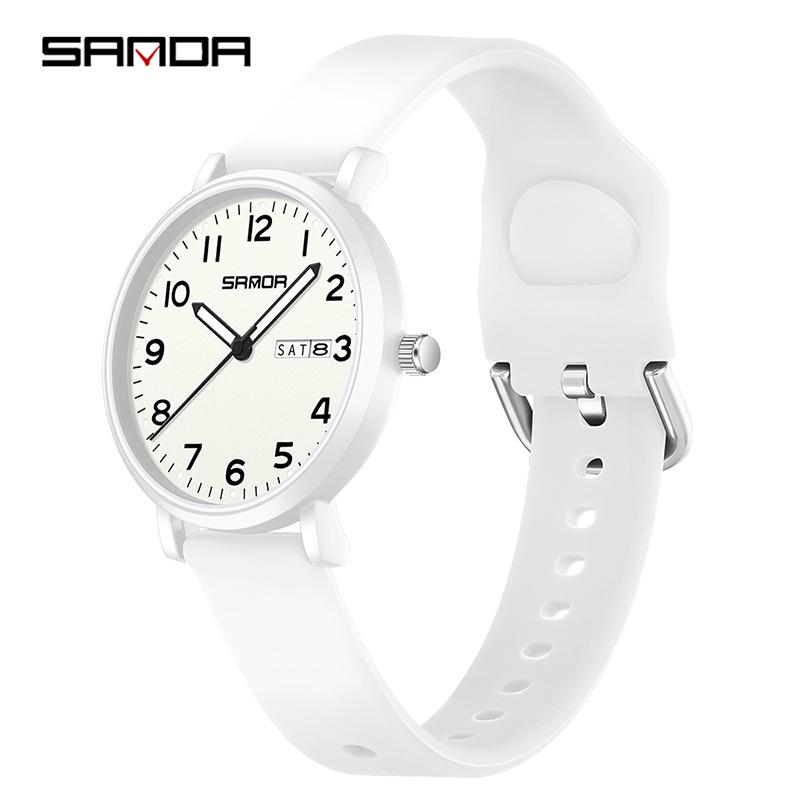 Sanda Luminous Silent Quartz Watch - Waterproof for Students with Double Calendar