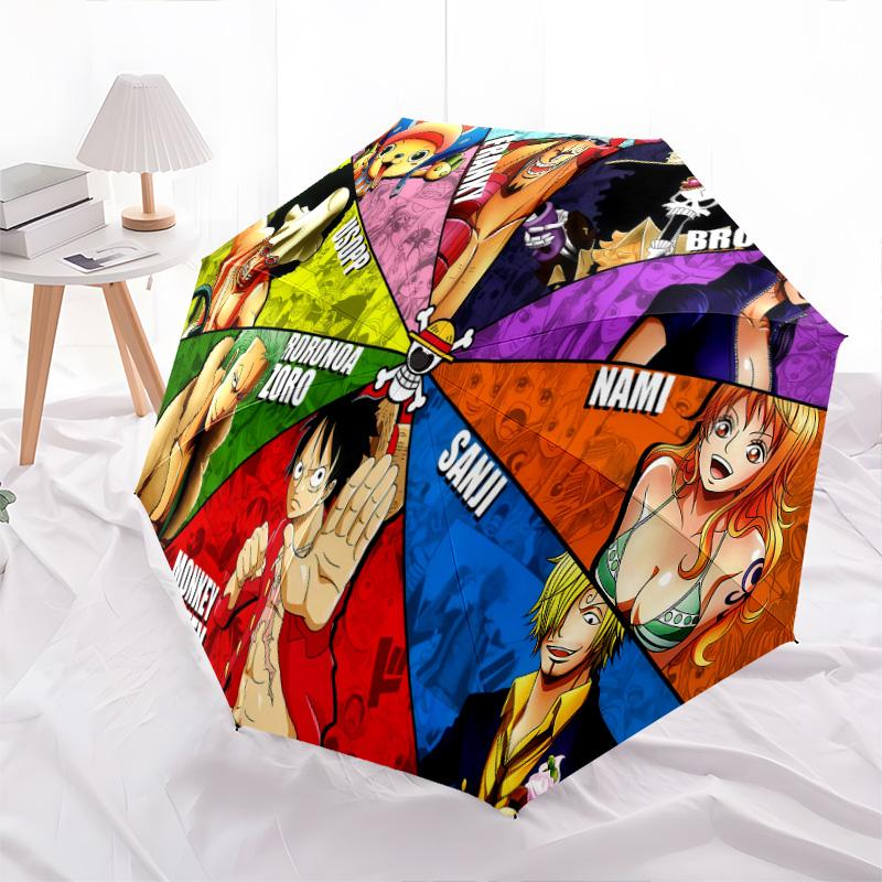1 Stück Automatischer Faltregenschirm - Anime One Piece Muster Tragbares faltbares Design Mit 8 Rippen Weihnachts-Geburtstagsgeschenke