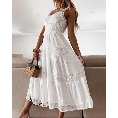 Spring and Summer Women's Dress Lace High-waisted System Curved Open Temperament Commuting Inner Halter Dresses