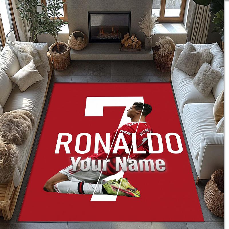 Cristiano Ronaldo Potisknutý Křišťálový Sametový Koberec Protiskluzový Křišťálový Sametový Koberec Pro Pohovku Ložnici Vnitřní Domácí Dekorace