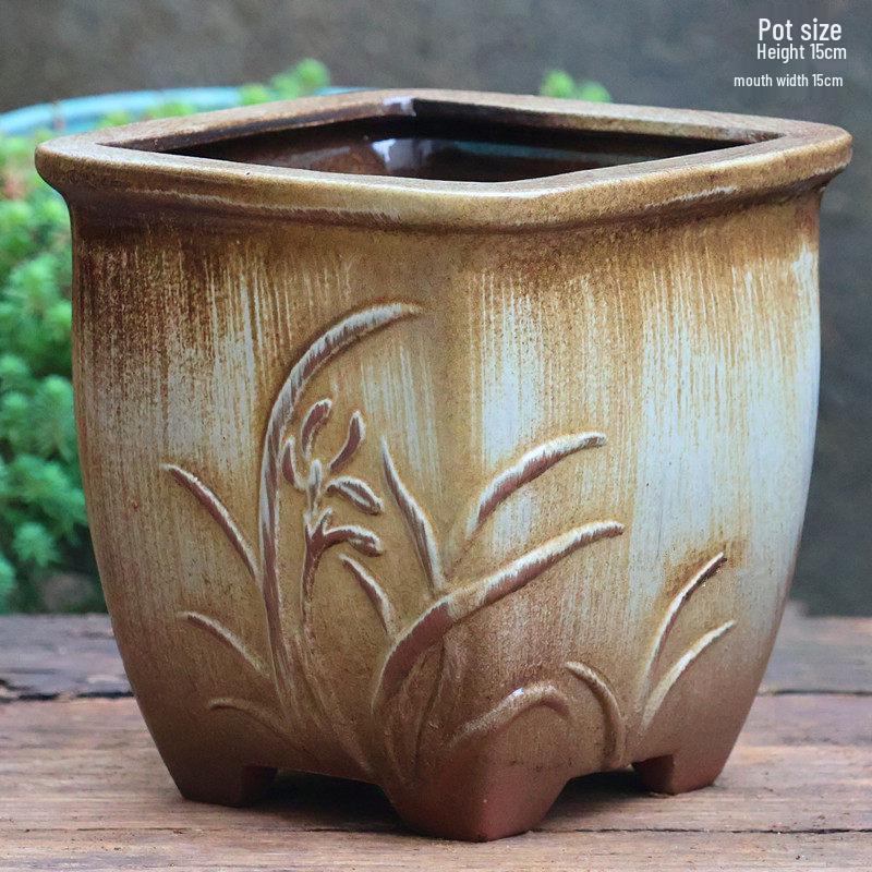 Stor Handgjord Keramik Kruka för Suckulenter och Grönska, Andningsbar Lerkruka i Lila Lera