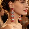 Bohemian Indian Style Fan-Shaped Metal Tassel Earrings for Women - Trendy Personalized Studs