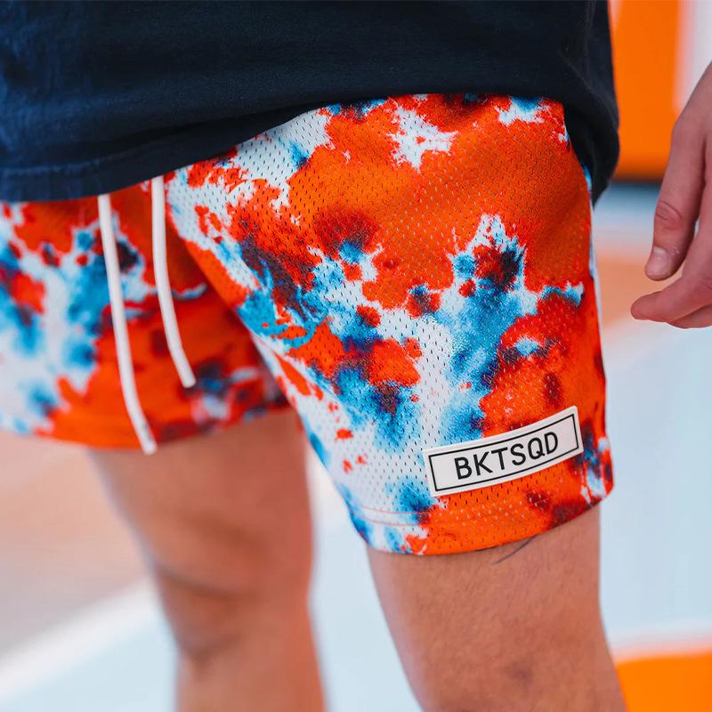 BKTSQD Men's Loose Fit Quick-Dry Ink-Splash Basketball Shorts