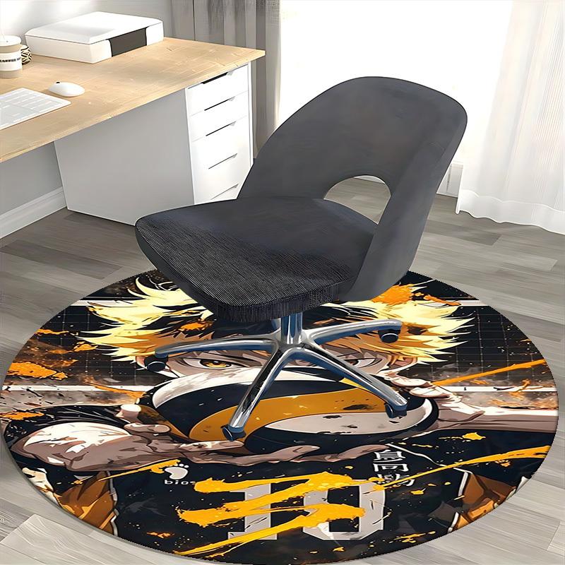 1pc Bakugo Katsuki 10 Round Carpet - Anime Design Chair Mat for Office, Home Decor