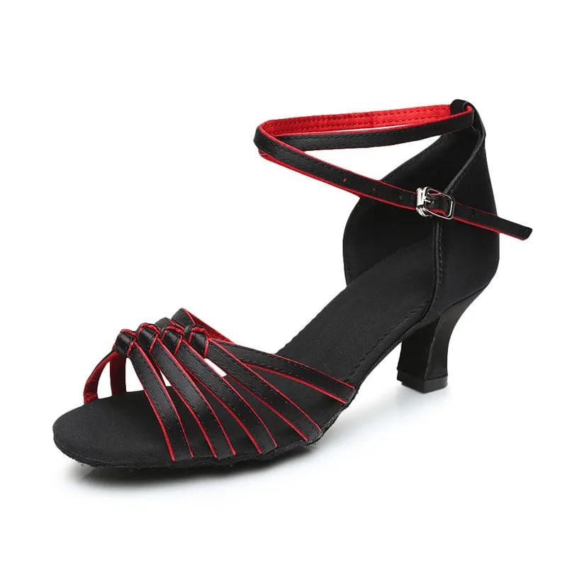 Ladies Girls Black Red White Satin Mid High Heel 5cm 7cm Satin Tango/Samba/Latin/Ballroom/Salsa Dance Shoes For Women