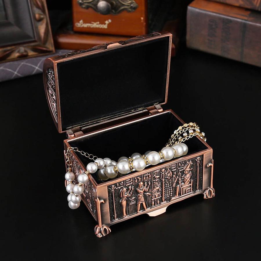 European Egyptian Retro Treasure Box Zinc Alloy Creative Storage Box Jewelry Box Ornament Flip Creative Gift Storage