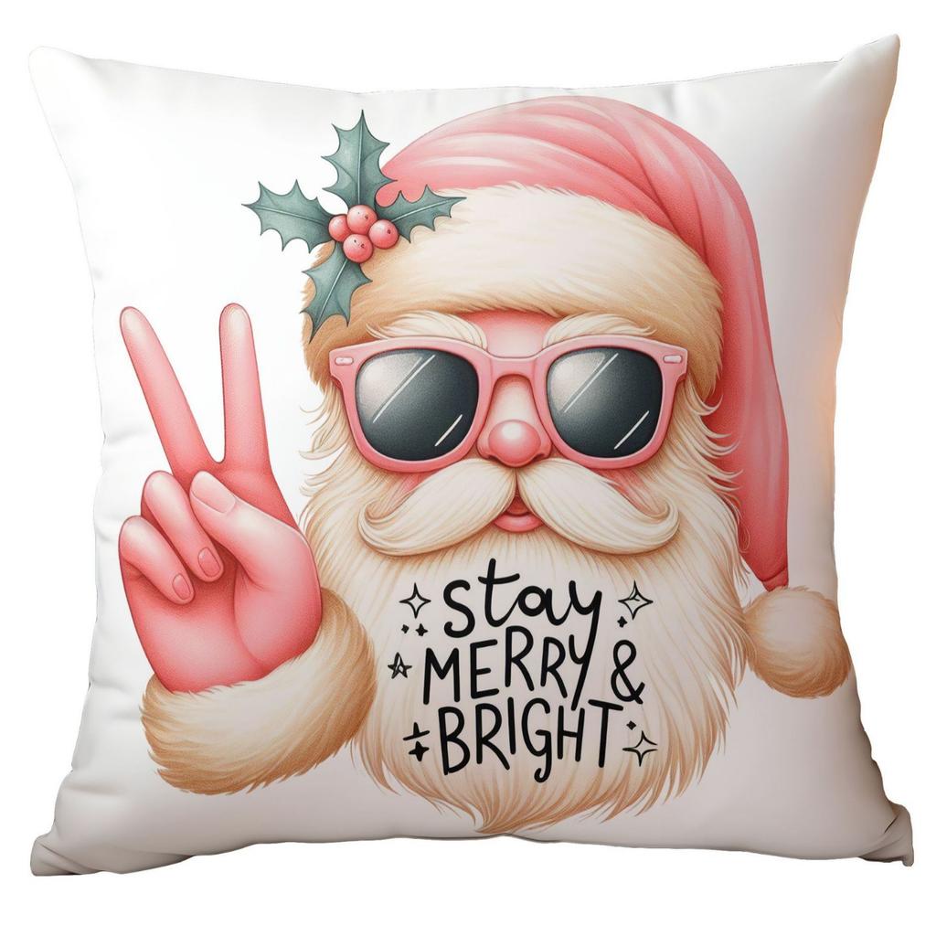 Christmas Pink Snowman Short Plush Pillow Cover Car Printed Sofa Cushion Home Pillow Cover Premium Durable Quality