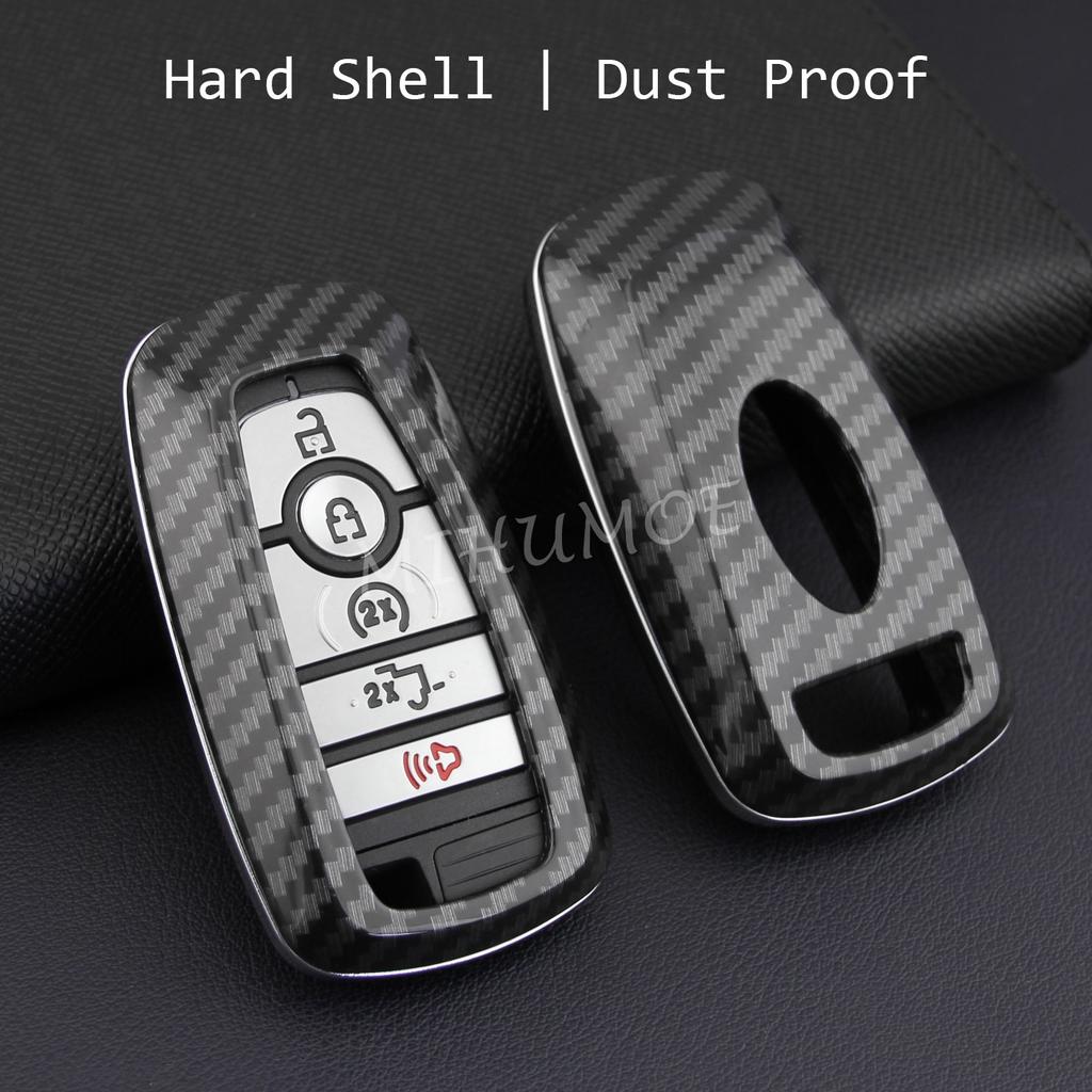 Carbon Fiber Car Smart Key Fob Chain Cover Case for Ford Bronco Ranger Fusion F150 Explorer Kuga Edge Ecosport Lincoln Nautilus