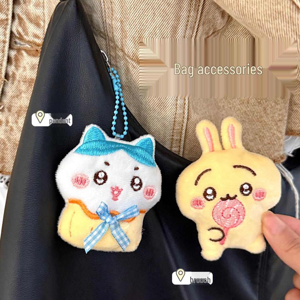 Adorable Plush Cartoon Figurine Brooches & Keychain Charms for Backpacks