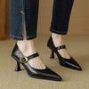 High heels 2025 autumn new women's shoes stiletto mid-heel low-top shoes retro shallow single shoes Mary Jane shoes