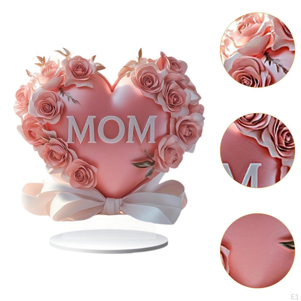 2D Flat Mother Love Tabletop Sign Decoration 7.8x7.8inch with Bracket Lightweight for Dining Room