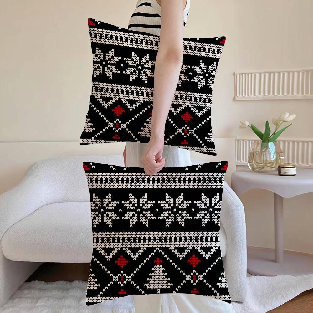 Weihnachts-Schneeflocken Kissenbezug Sofa und Wohnzimmer Dekorative Kissenbezüge Staubdicht und Milbendicht Unsichtbarer Reißverschluss