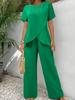 Cross-border 2026 European and American New Women's Clothing Fashion Casual Cross Large Size Irregular Summer Suit Wide-leg Pants Suit