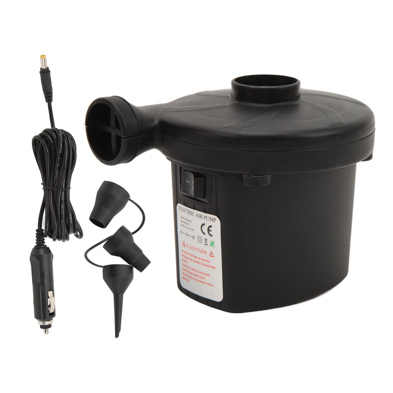 Igeteck Electric Air Pump 3 Nozzles Portable Inflator Deflator Pump For Inflatable Swimming Ring Pool 100V‑240V Ac 12V Dc