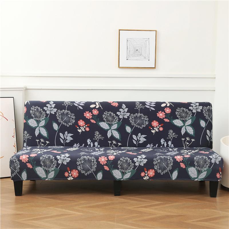 Neues Futon-Sofa-Schutzbezug Klappbares Schlafsofa Elastische Abdeckung für Wohnzimmer Armloses Sofa Möbelbezüge Elastische Spandex-Mischung Material Schonende Möbel S(length 120-150cm)