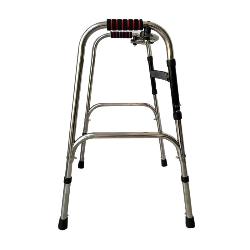 Foldable Stainless Steel Walker with Seat for Elderly - Outdoor, Pushable, Four-Wheel Cane