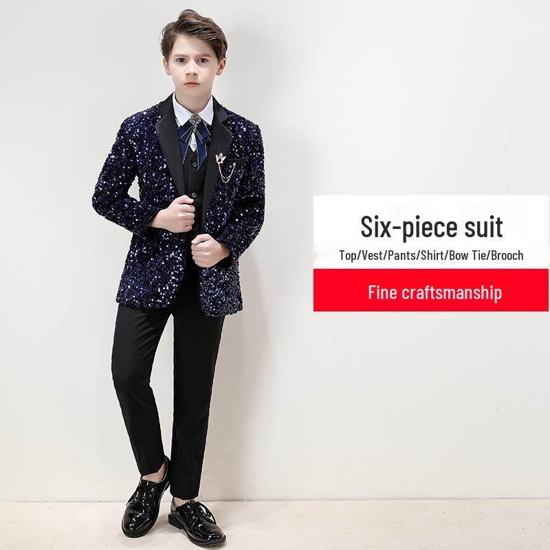 Smoching frumos pentru băieți: Set Costum cu Paiete pentru Spectacole și Podiumuri