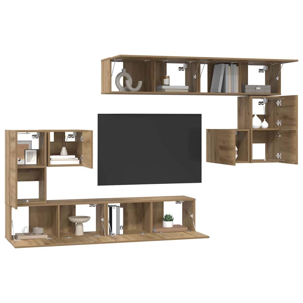 Wall Mounted TV Units 4 Pcs Artisan Oak Wood Based Material