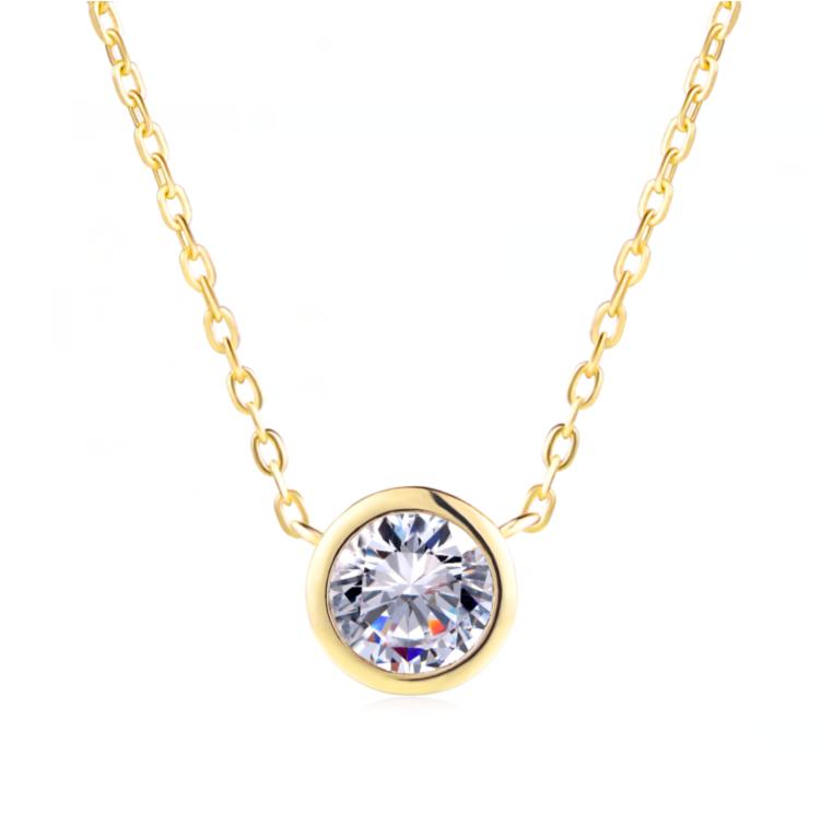 Classic Rose Gold Color Chain Necklaces For Women & Girls Beautiful Round Austrian Crystal Necklace DWN388