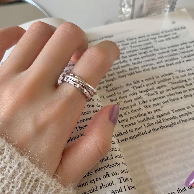 VENTFILLE copper Irregular Surface Interweaving Opening Ring for Women Minimalist Ins Temperament Party Jewellery