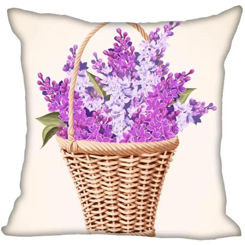 Lilac Flower Polyester Cushion Cover Children's Room Decoration Pillow Case Living Room Home Decoration