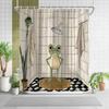 Funny Frog Shower Curtain for Bathroom Retro Cute Frog Shower Curtain Vintage Fun Animal Polyester Fabric Bath Decora Curtain