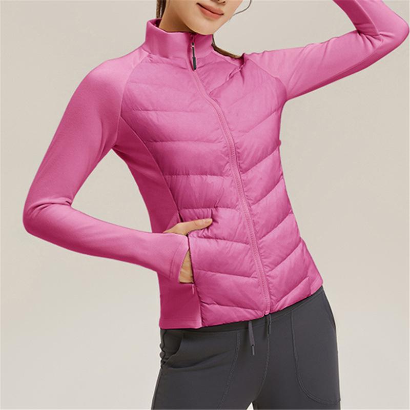 Sports down jacket women's light and slim outdoor skiing running warm duck down fitness windproof stand-up jacket