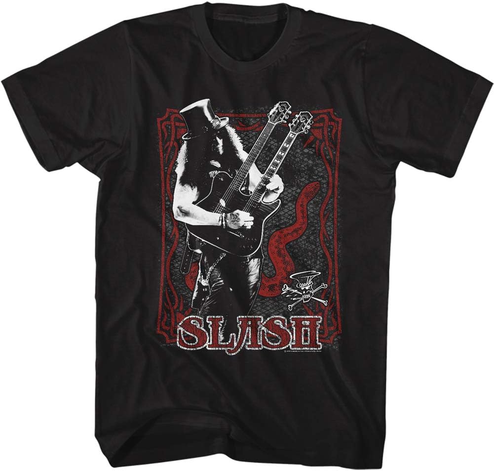 

American Classics Slash Musician Playing Double Neck Guitar Image Adult Short Sleeve T-Shirt Graphic Tee S