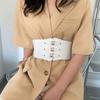 Metal Buckle Female Elastic Waist Strap PU Leather Cummerbund Skirt Decorations Wide Waistband
