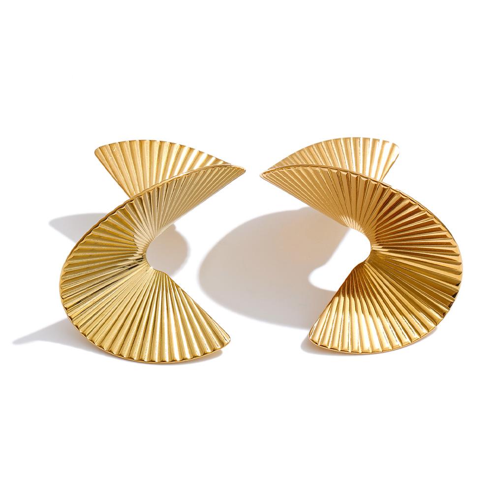 Yhpup Statement Stainless Steel Metal Twist Gold Color Geometric Stud Earrings Fashion Temperament Waterproof Jewelry Wholesale