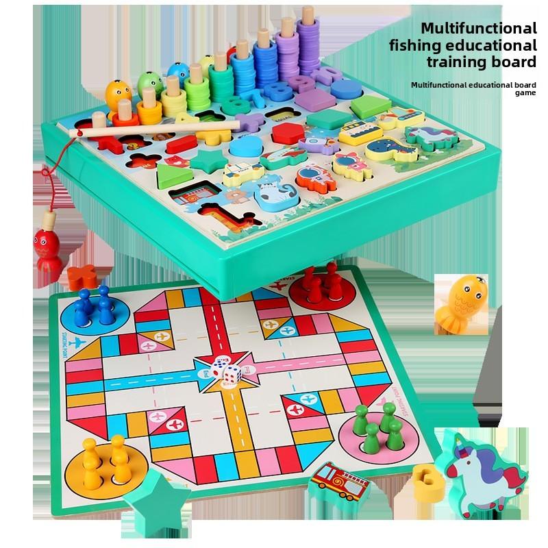9in1 Wooden Matching Board Multi Functional Chess For Cognitive Preschoolers