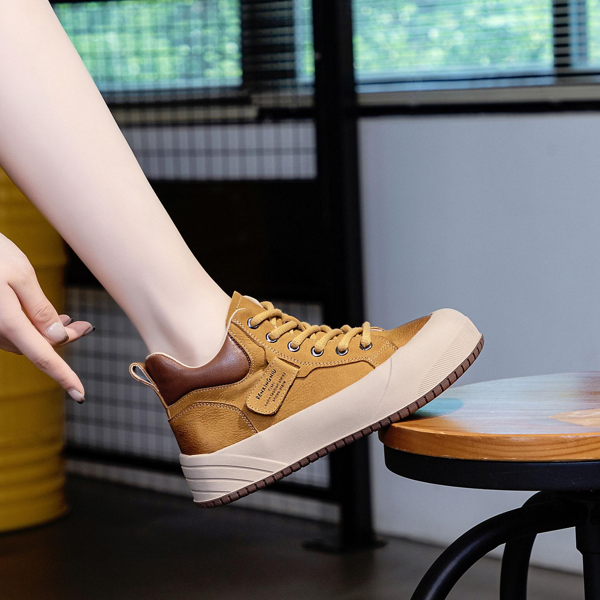 

Ботинки Martin в стиле ретро, одинарные ботинки, короткие ботинки с толстой подошвой, ботинки из ревеня 40 лимонно-желтый