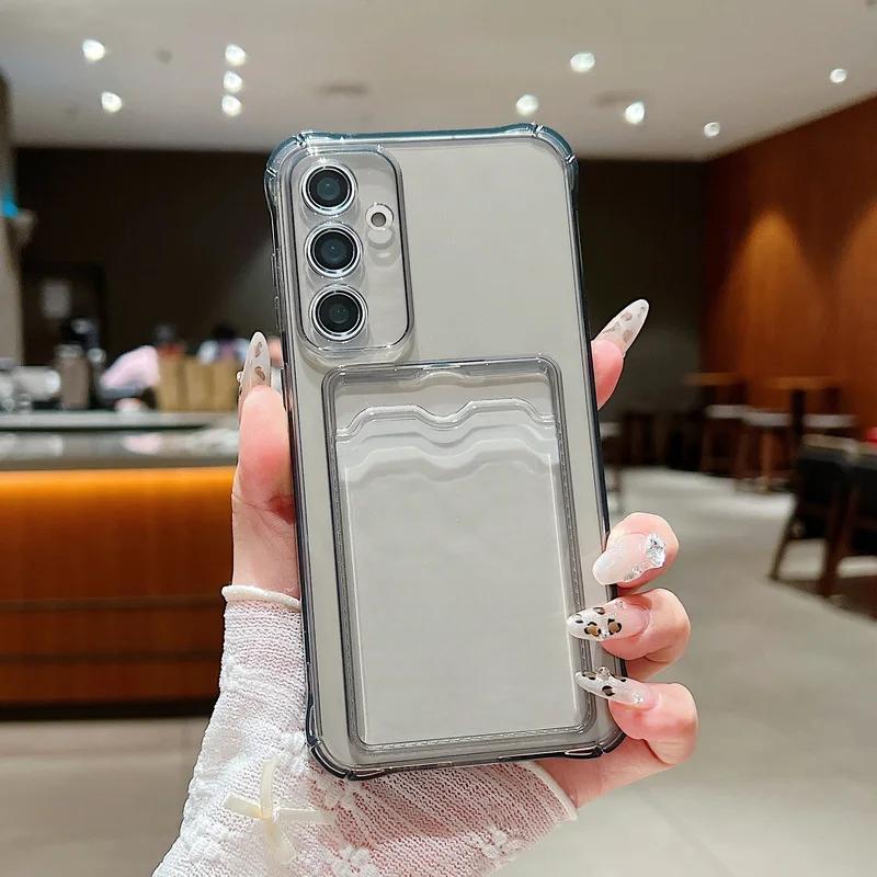 For Samsung Galaxy A73 A53 5G A33 A13 4G A03 A03S A72 A52 A32 A325 Lite A22 A12 A02 S M02 Clear Card Slot Bag Case Soft Cover