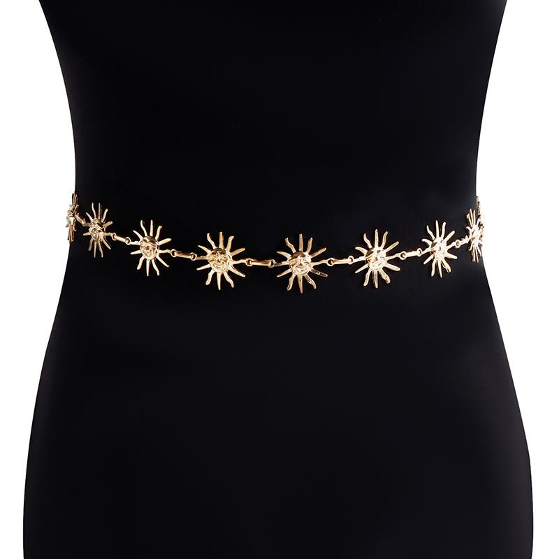 Vintage Smiling Sun Adjustable Belt Metal Belly Waist Chain For Women Girls Hip Hop Dress Skirt Waistband Body Chain Gifts