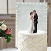 Elegant Bride & Groom Wedding Cake Topper With Veil 4.3" - Anniversary, Bridal Shower, Engagement Party Decoration,Wedding Props