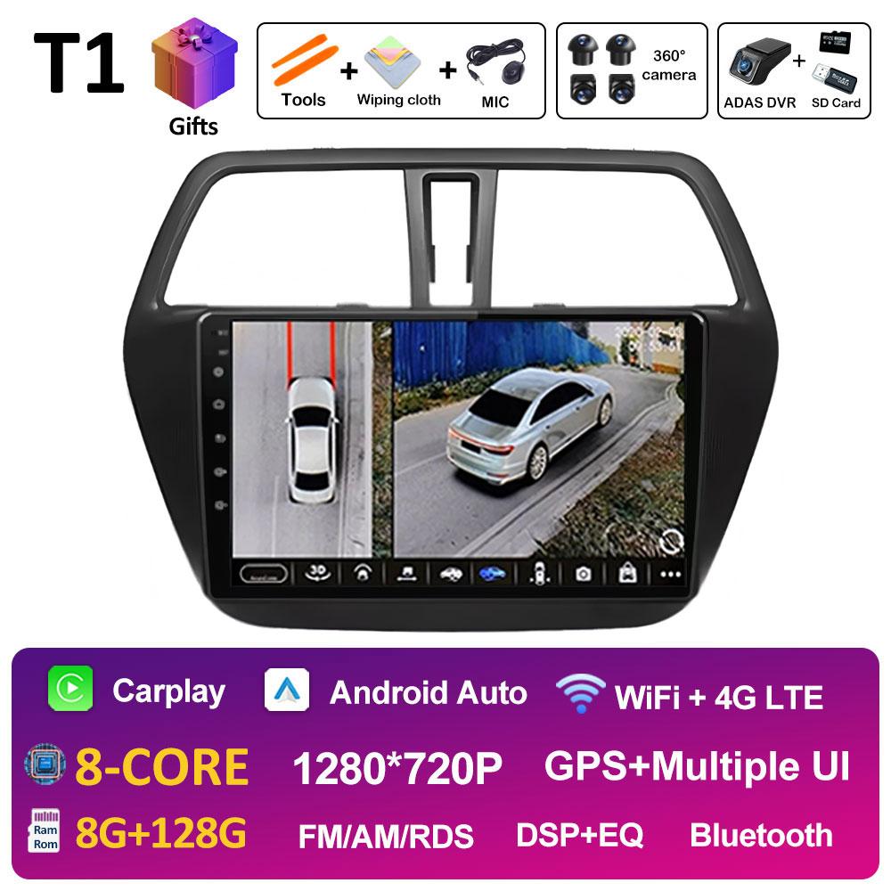 Smart System Android 14 For Suzuki SX4 S-Cross 2014 2015 2016 2017 Wireless Carplay Bluetooth QLED IPS Screen WIFI Auto Tools 4G