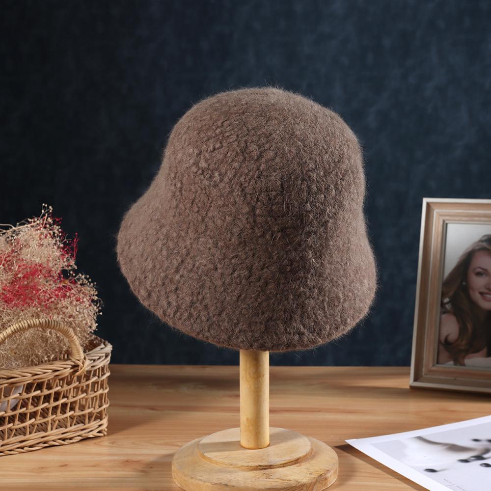 Hat Soft Women's Winter Bucket Hat Felt Lamb Wool for Girl Autumn and Winter Fashion Fur Panama Hip Hop Hat Off White Cap
