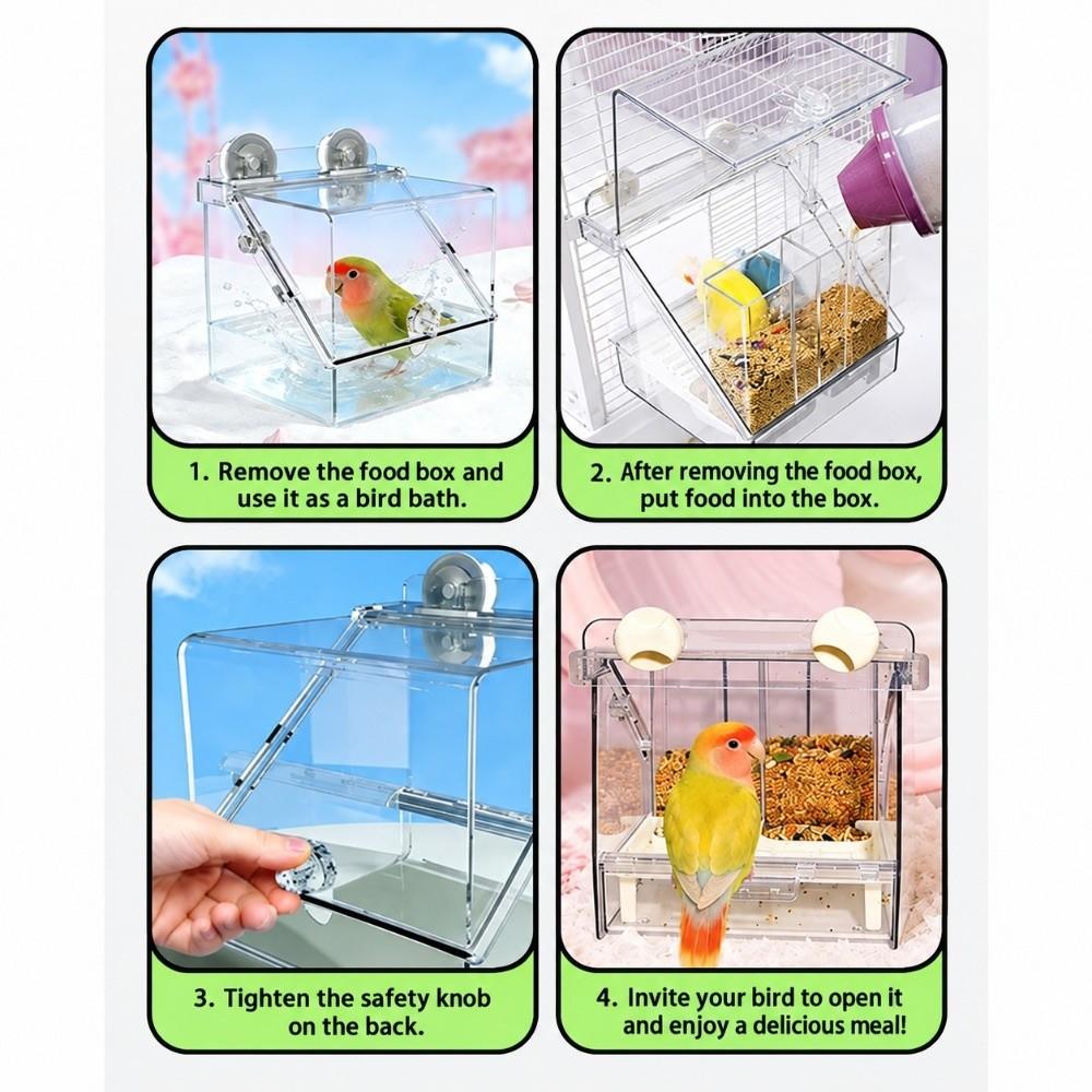 Top Mount Parrot Bath Box Splash Proof Bird Bath Basin Multipurpose Use Bird Feeder Bath Daily Use