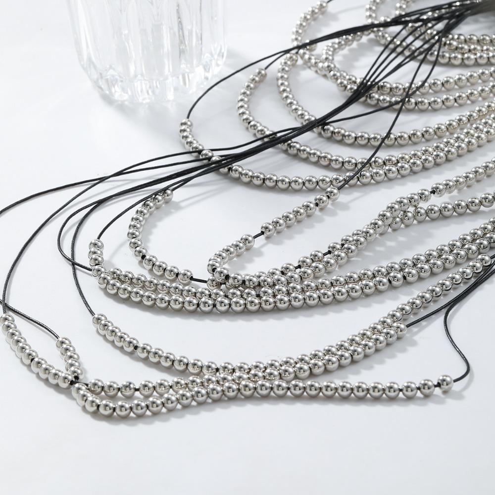 Layered Tassels Necklace Boho Multilayer Imitation Pearl Necklace  Wedding Jewelry