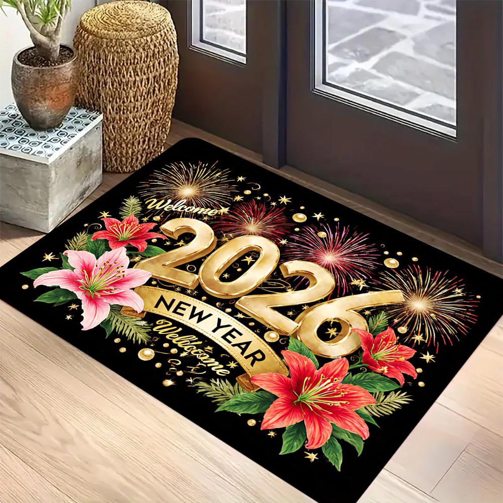 New Year Carpet Mat Rug Home Decoration Festive Fireworks Gift Pattern Entrance Door Mat Door Mat Entrance Welcome Mat