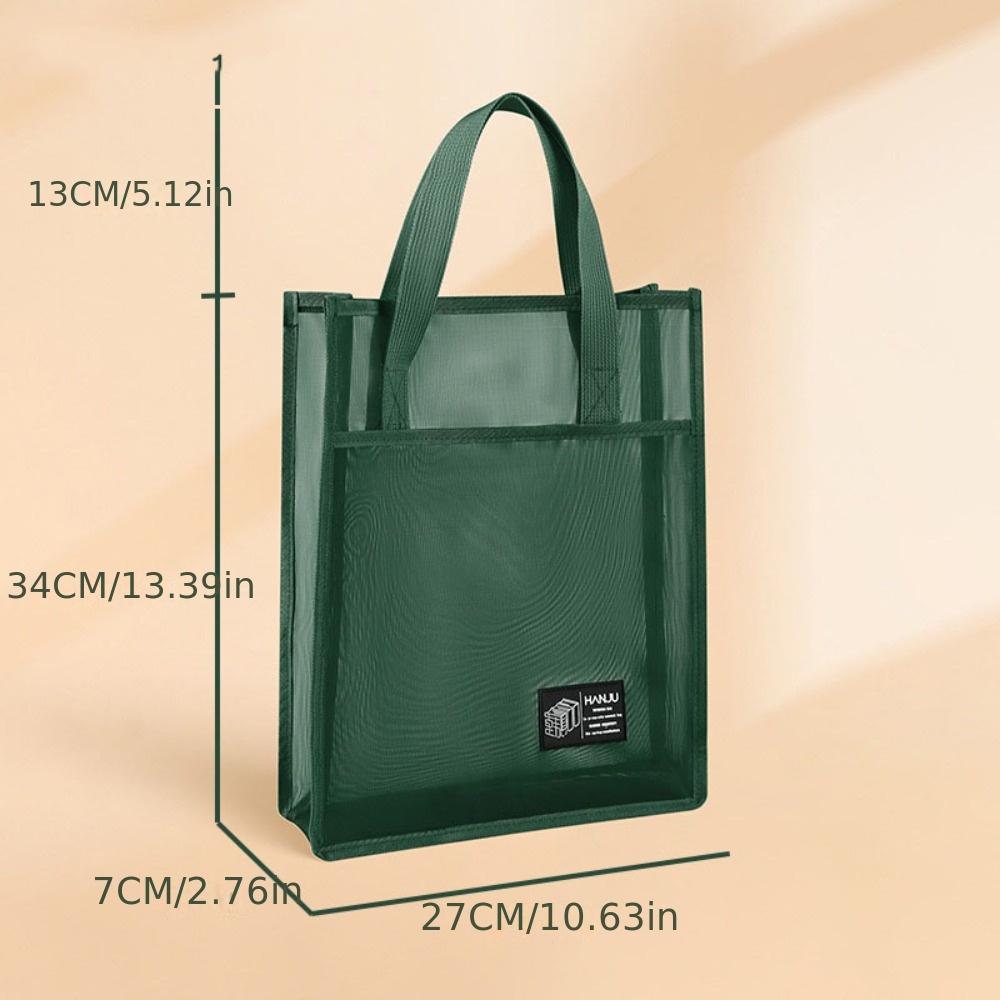 [Meshe Handbag School Shoulder Bag] Solid Color Mesh Handbags Casual Reusable Lightweight Student Book Shoulder Bag School Supplies Large Capacity